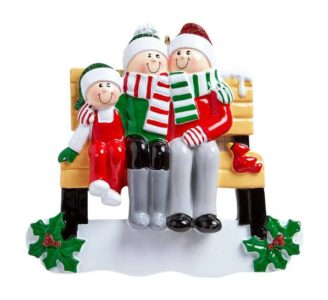Bench Personalised Christmas Ornament - Family of 3