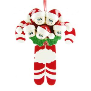 Candycanes Personalised Christmas Ornament - Family of 5