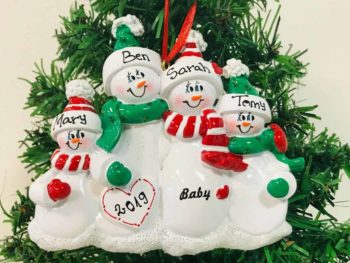 Expecting Personalised Christmas Ornament - Family of 4
