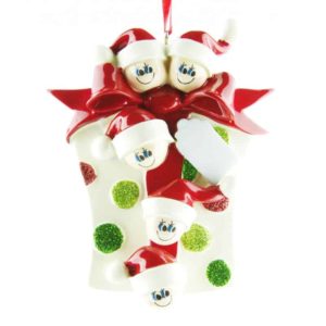 Glitter Gift Personalised Christmas Ornament - Family of 5