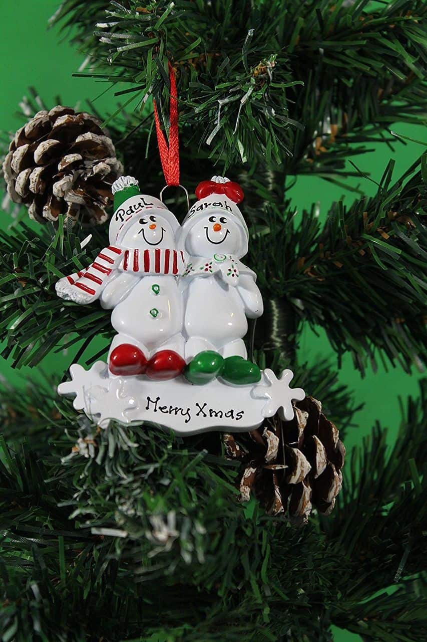 Snowmen Sled Personalised Christmas Ornament - Family of 2 • Memory Box