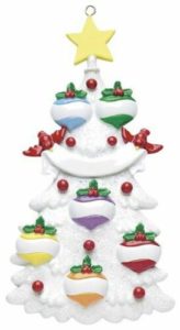 White Tree Personalised Christmas Ornament - Family of 6