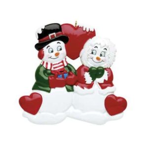 Snow Couple Hearts Personalised Christmas Ornament