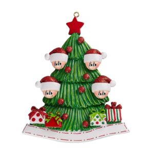 Tree Family 4 Personalised Christmas Ornament