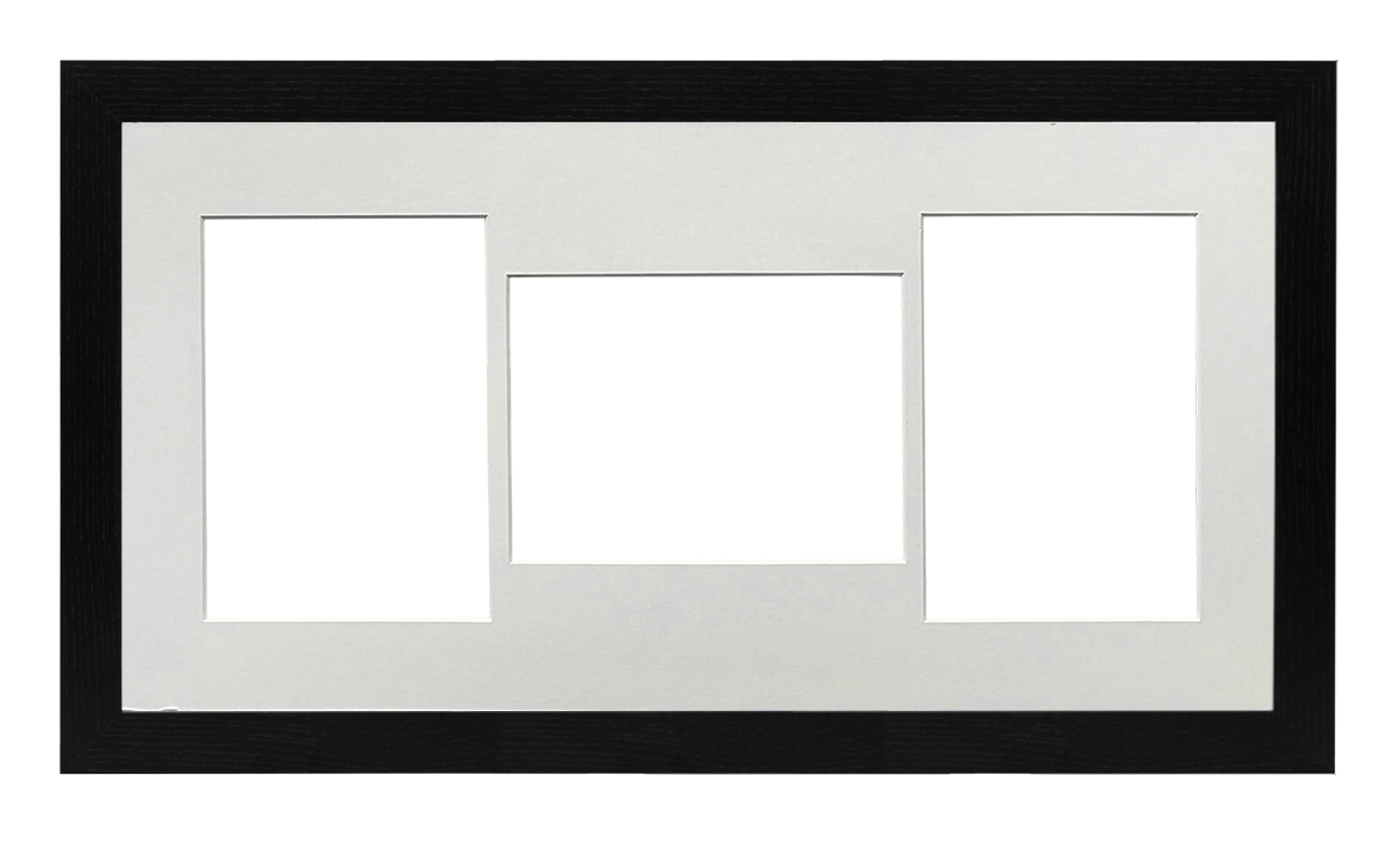 Multi Aperture Black Photo Frame 20x10 Fits Three 7x5 Photos (Mixed