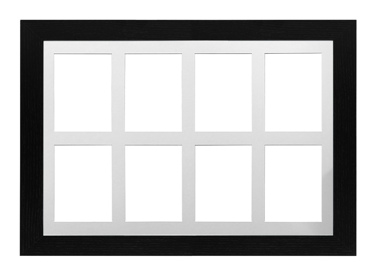 Multi Aperture Black Photo Frame 40x40cm Fits Four 7x5 Photos